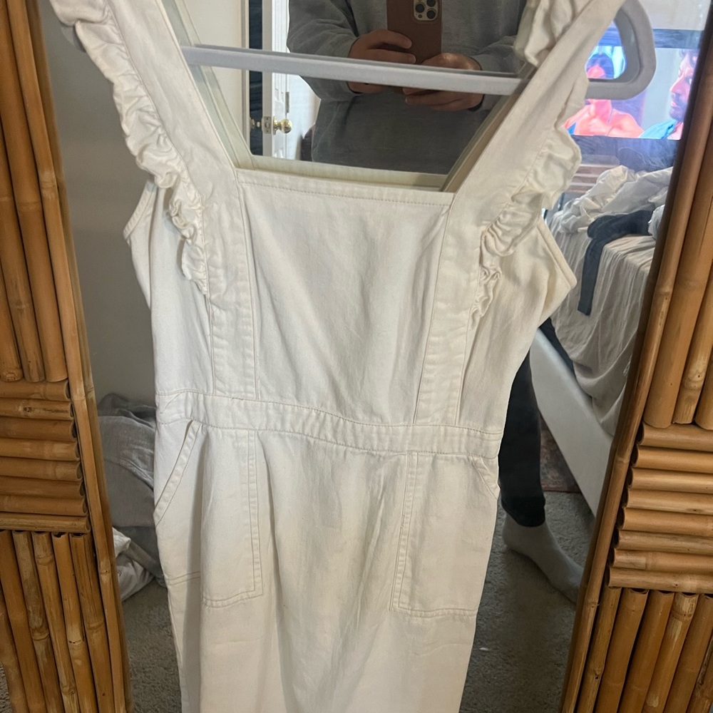 White Smocked Ruffle Dress